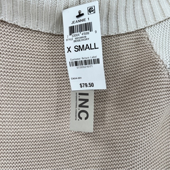 Jeannie Mai X INC Tao Off-The-Shoulder Colorblocked Sweater Size XS NWT - Picture 7 of 7